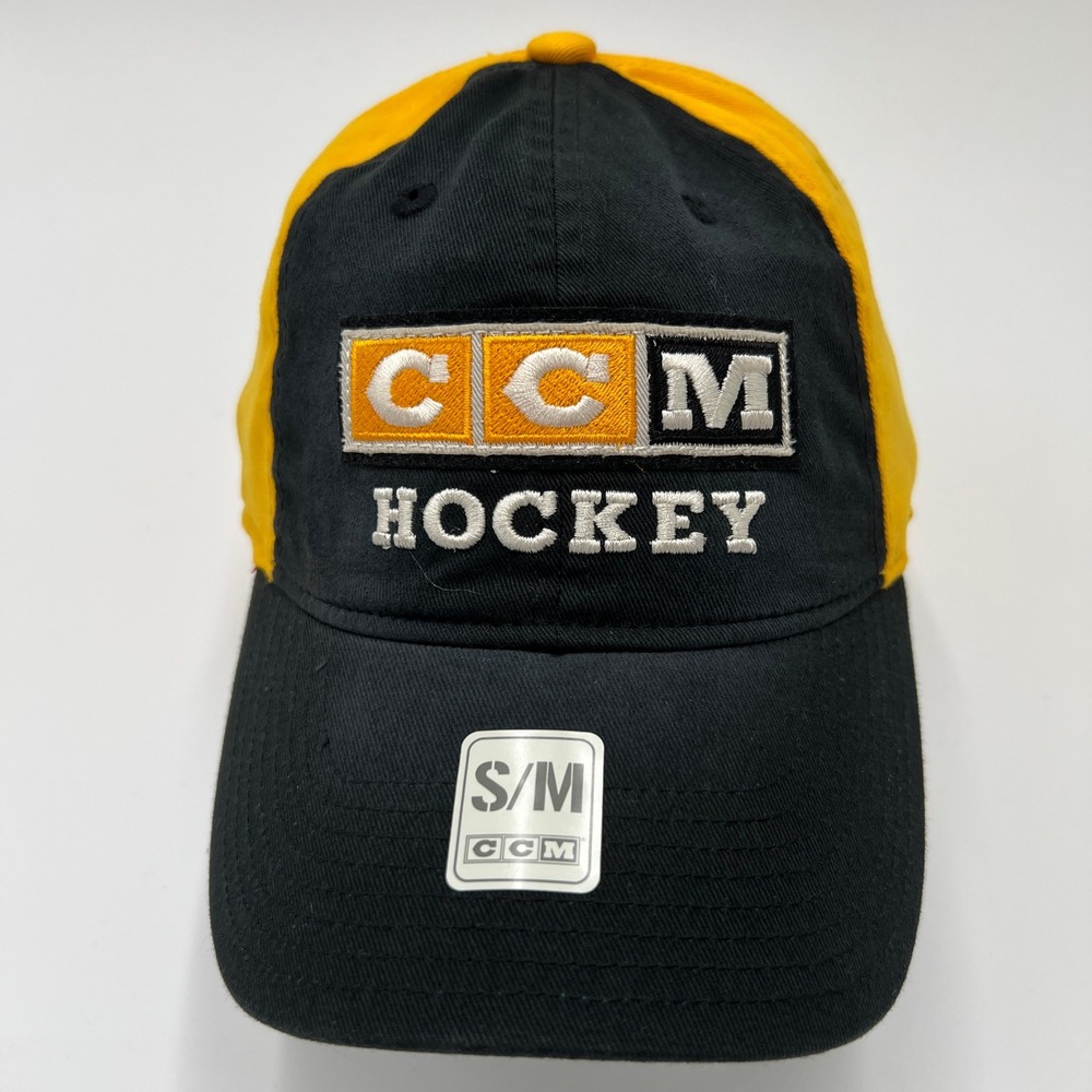 CCM Pittsburgh Penguins NHL Hockey Hat Black Yellow Stretch Fit Cap S/M New‎